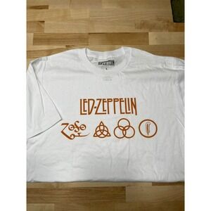 Led Zeppelin Symbols Graphic T Shirt White Band Tee Size Large